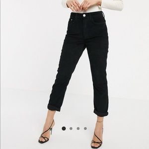 River Island Black Corduroy High Rise Mom Pants